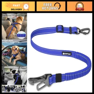 3-in-1 Bungee Dog Seat Belt for Car - Medium Large Dogs, Shock Absorbing, 360° S