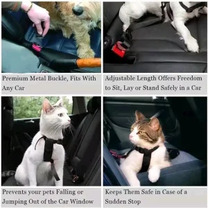 Leash Pet Seatbelt Car ELASTIC Safety Adjustable Harness +Pet Bowl Dog Seat Belt
