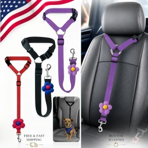 Dog Seat Belt Car Safety Tether Adjustable Pet Vehicle Leash Secure Harness